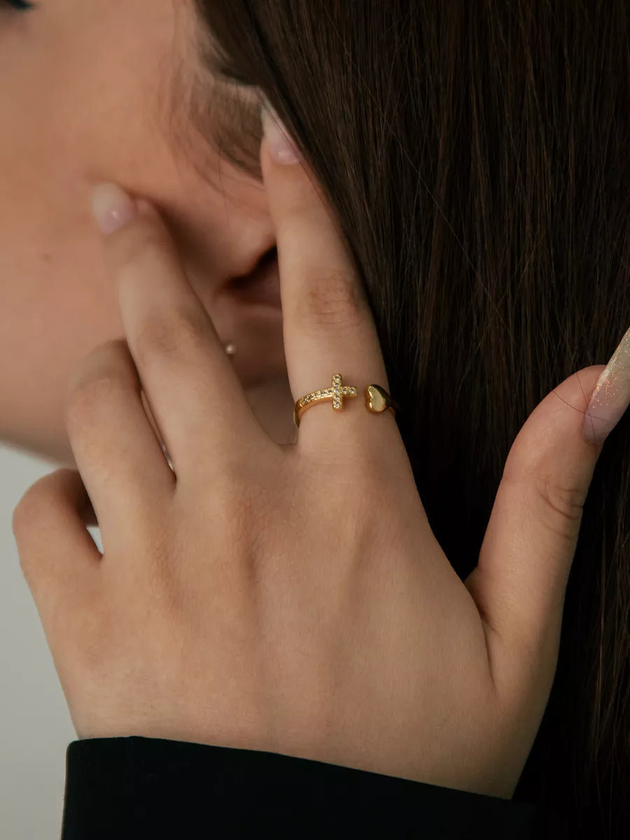 Anillo Amor y Fe Ajustable Baño de Oro 18k