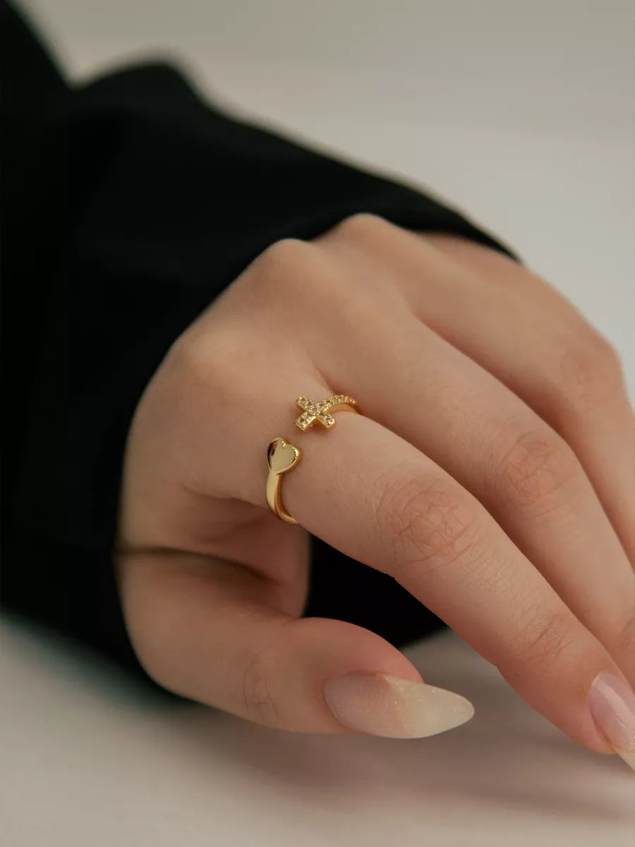 Anillo Amor y Fe Ajustable Baño de Oro 18k