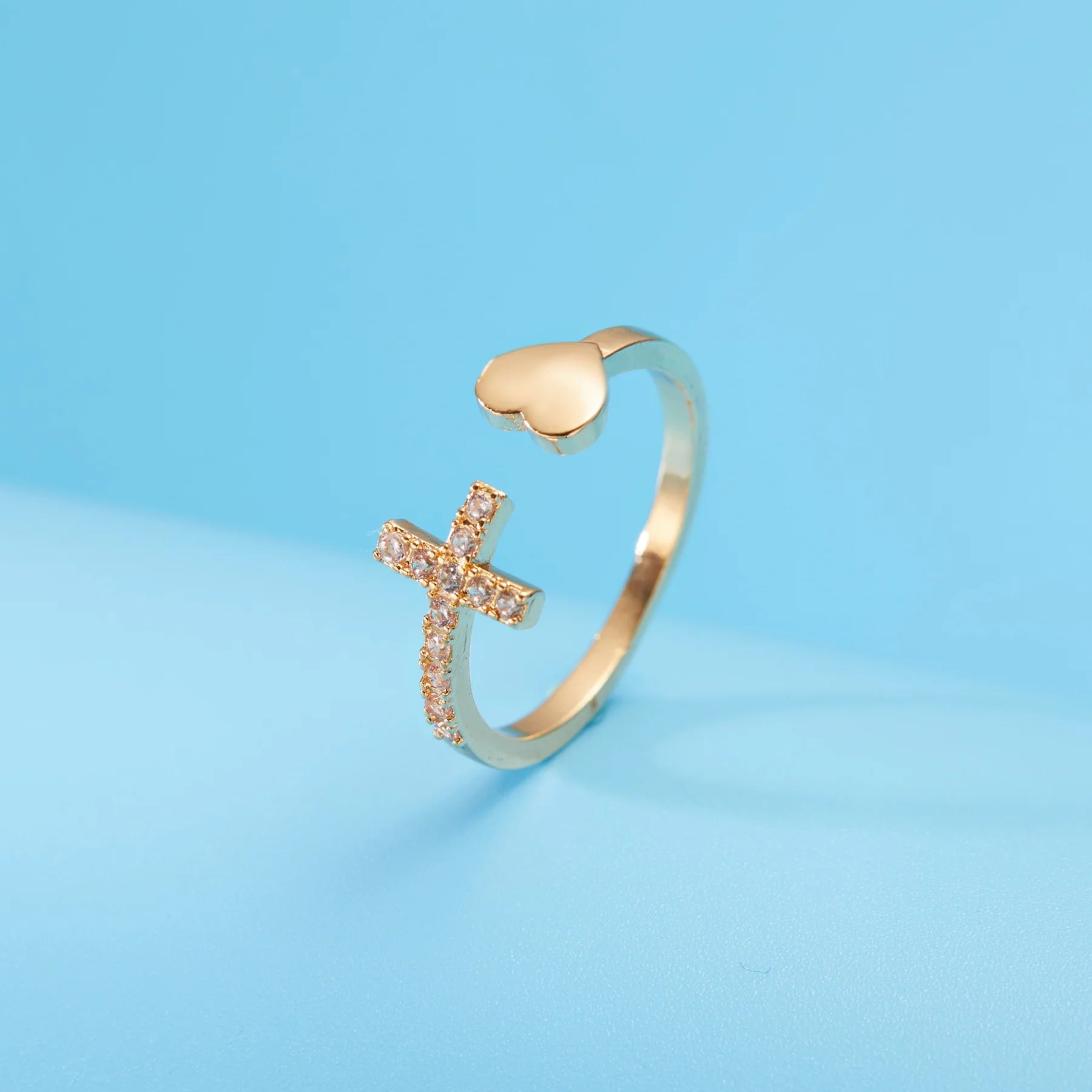 Anillo Amor y Fe Ajustable Baño de Oro 18k