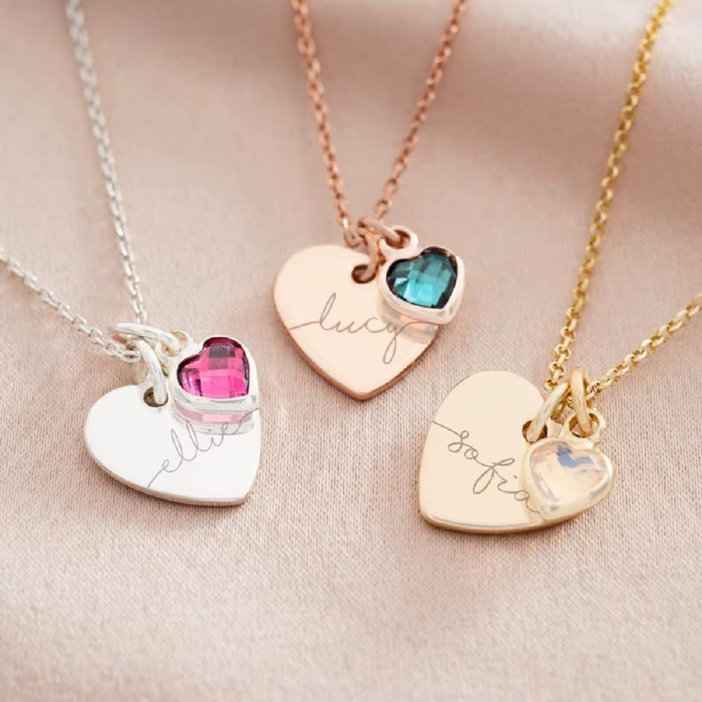 Collar Personalizado Corazón de Cumpleaños Bañado en Oro 18k