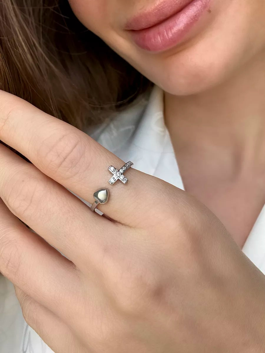 Anillo Amor y Fe Ajustable Baño de Oro 18k