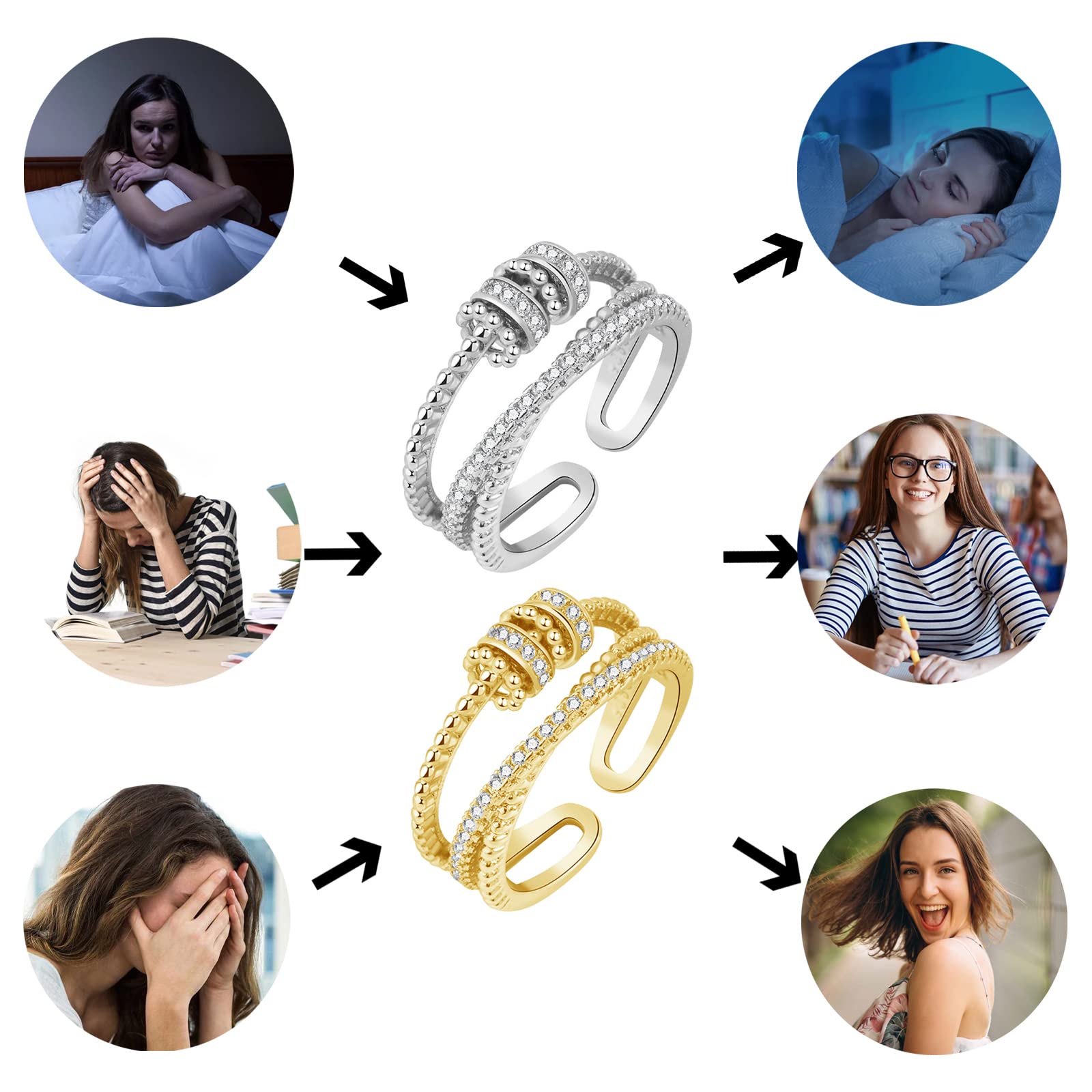 Anillo Antiansiedad Bañado en Oro de 18K
