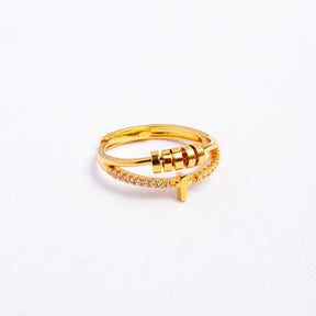Anillo Anti Ansiedad Cruz Bañado en Oro 18K