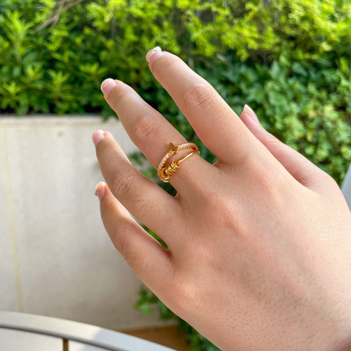 Anillo Anti Ansiedad Cruz Bañado en Oro 18K
