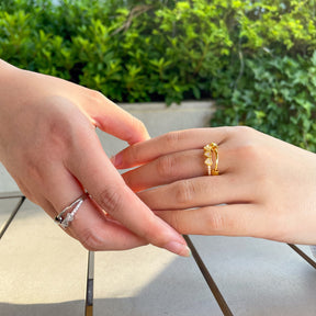 Anillo Antiestrés Tres Corazones Bañado en Oro de 18k