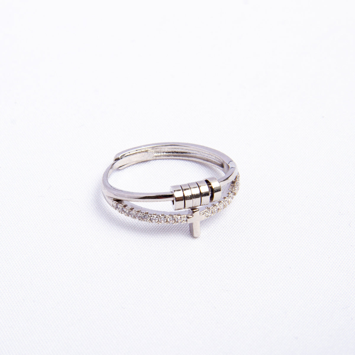 Anillo Anti Ansiedad Cruz Bañado en Oro 18K