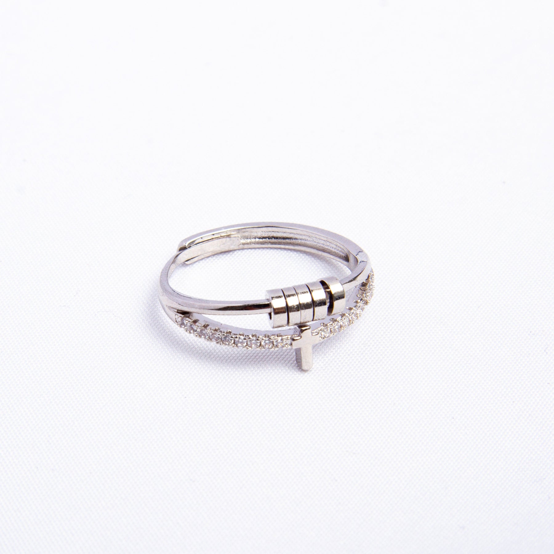 Anillo Anti Ansiedad Cruz Bañado en Oro 18K