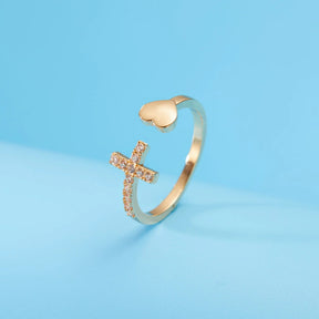 Anillo Amor y Fe Ajustable Baño de Oro 18k