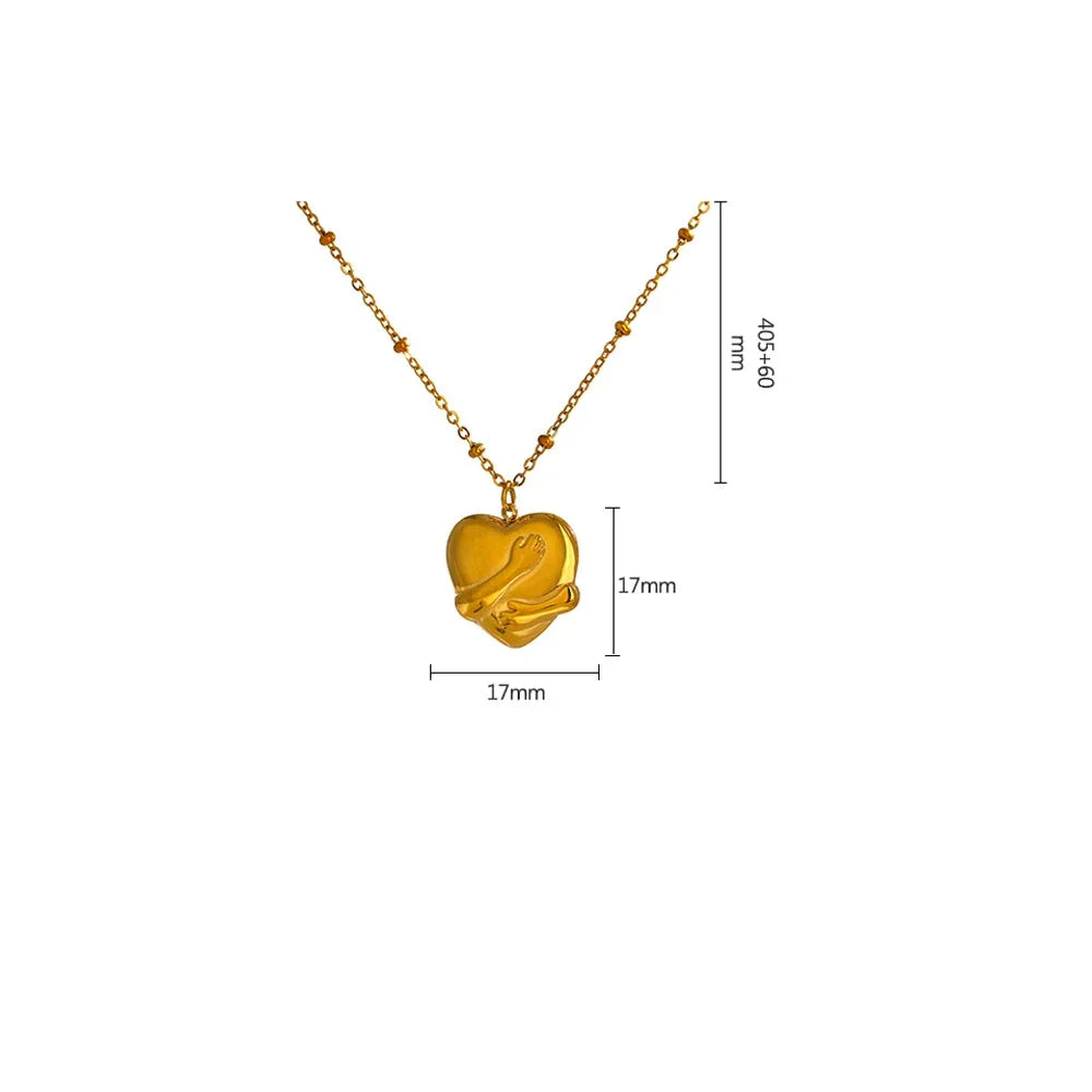 Hoy es Tu Día - Collar Corazón Abrazado Bañado en Oro 18k