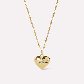 Collar Personalizado Corazón 3D Bañado en Oro 18k