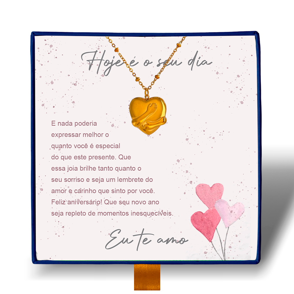 Hoy es Tu Día - Collar Corazón Abrazado Bañado en Oro 18k