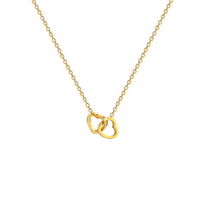 Hoy Es Tu Día - Collar Doble Corazones Entrelaçados Bañado En Oro 18k
