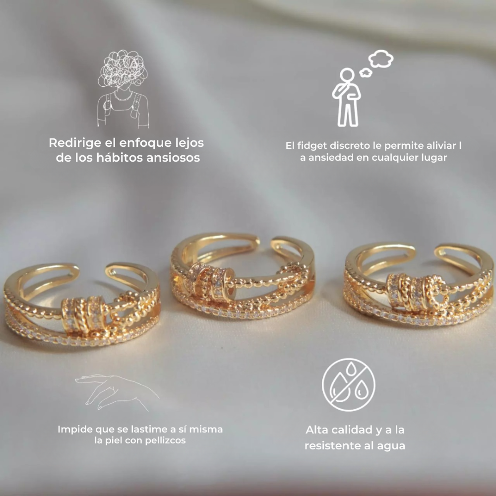 Anillo Antiansiedad Bañado en Oro de 18K