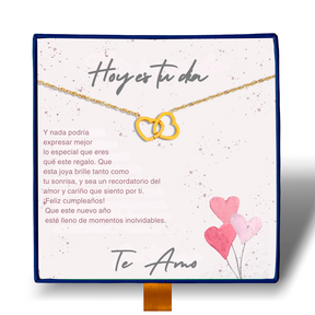 Hoy Es Tu Día - Collar Doble Corazones Entrelaçados Bañado En Oro 18k
