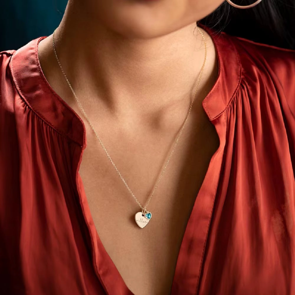 Collar Personalizado Corazón de Cumpleaños Bañado en Oro 18k