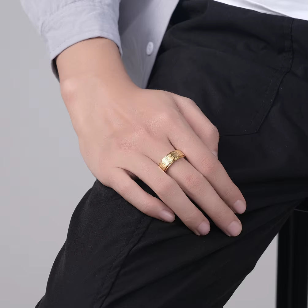 Anillo Masculino Anti Ansiedad Bañado en Oro 18k