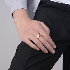 Anillo Masculino Anti Ansiedad Bañado en Oro 18k