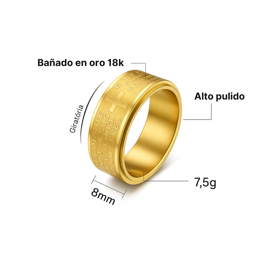 Anillo Masculino Anti Ansiedad Bañado en Oro 18k