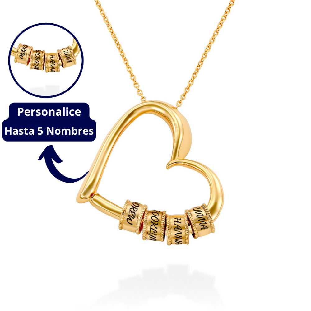 Collar Personalizado Corazón Gigante Bañado en Oro 18k